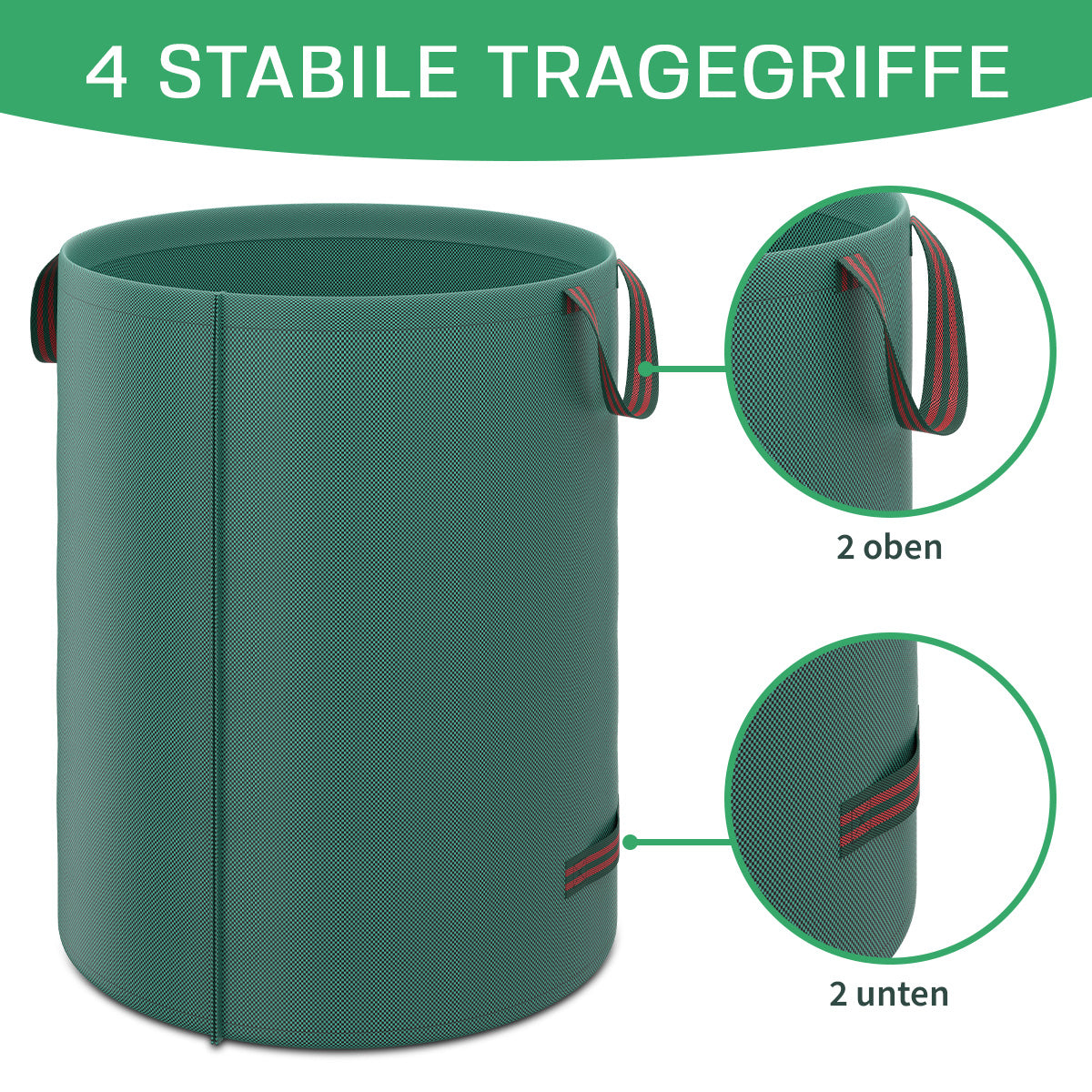 TOSANEO Gartenabfallsack 4er Set 272 Liter Grün