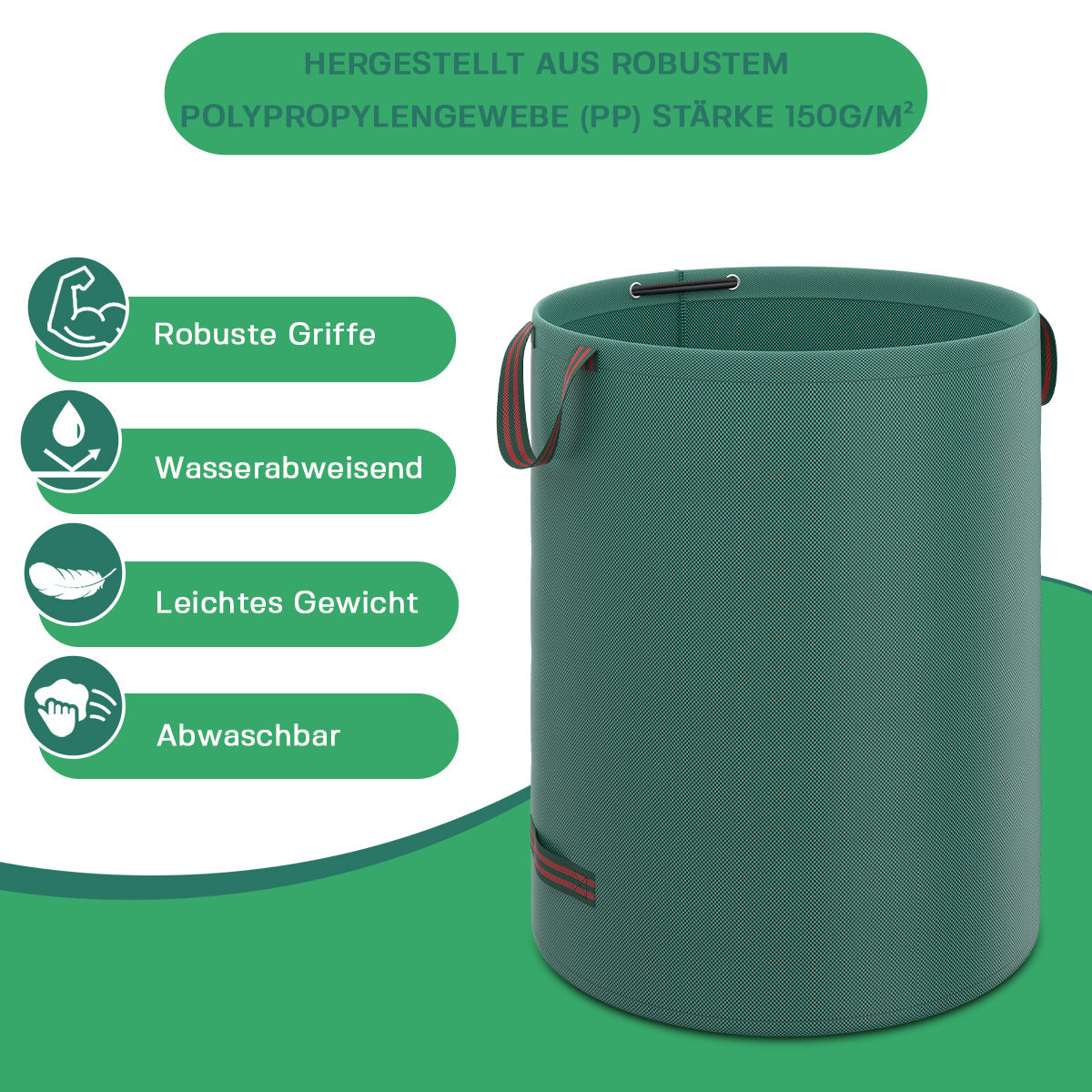 TOSANEO Gartenabfallsack 4er Set 272 Liter Grün