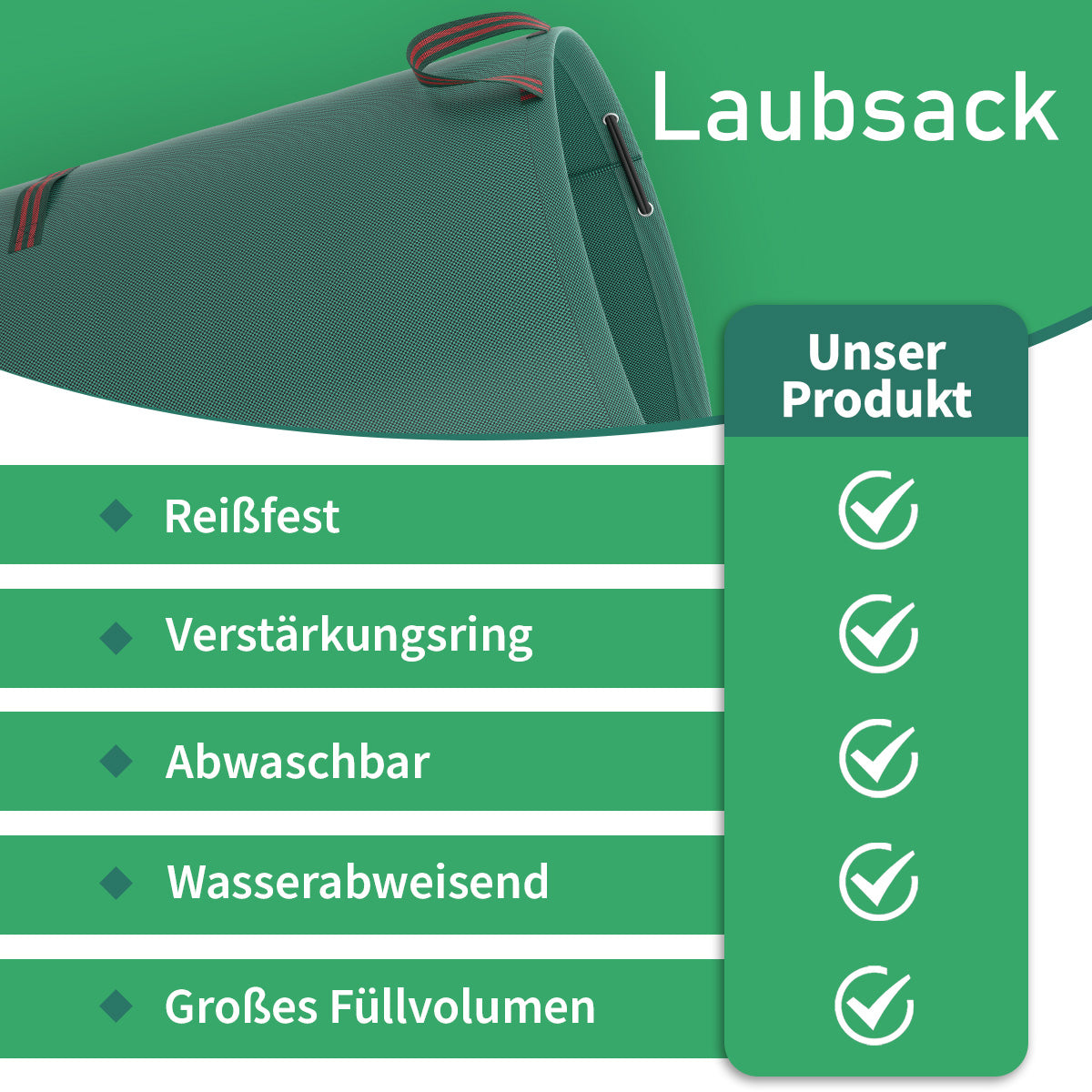 TOSANEO Gartenabfallsack 4er Set 272 Liter Grün