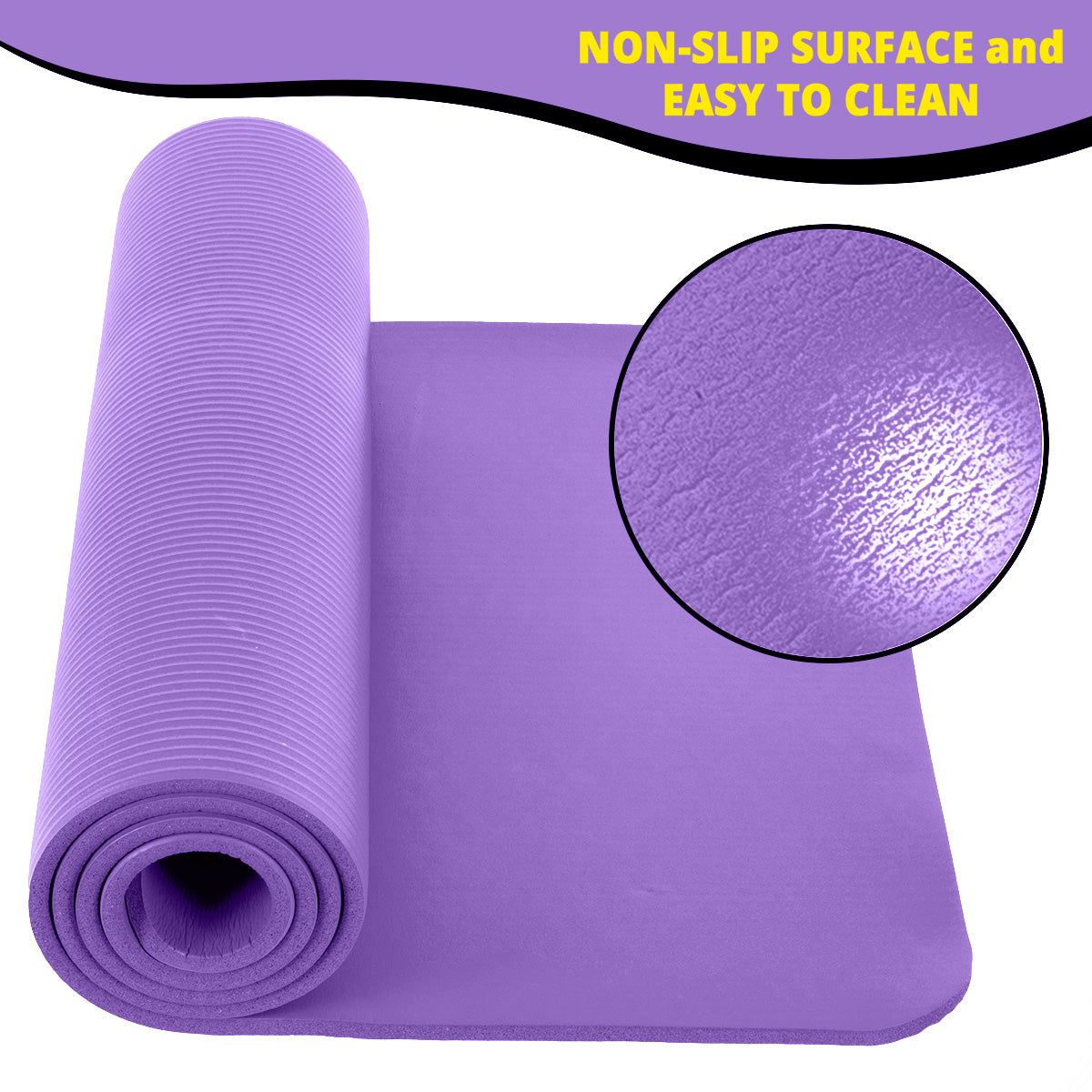 TOSANEO NBR Fitness Yogamatte mit Tragegurt 183cm x 61cm Purple