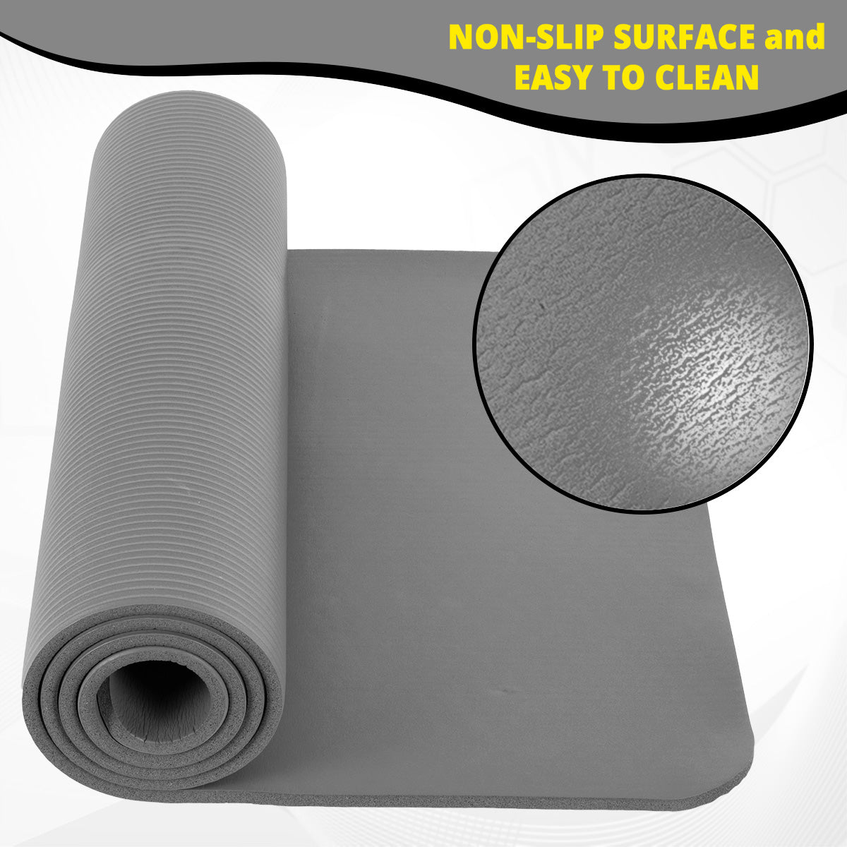 TOSANEO NBR Fitness Yogamatte mit Tragegurt 183cm x 61cm Grau