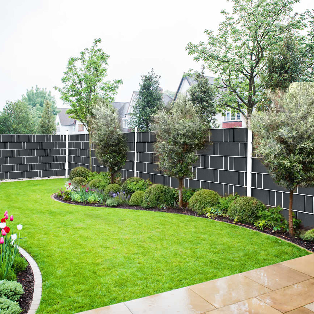 TOSANEO PVC Sichtschutzstreifen Doppelstabmatten Zaun 35m x 19cm Anthrazit