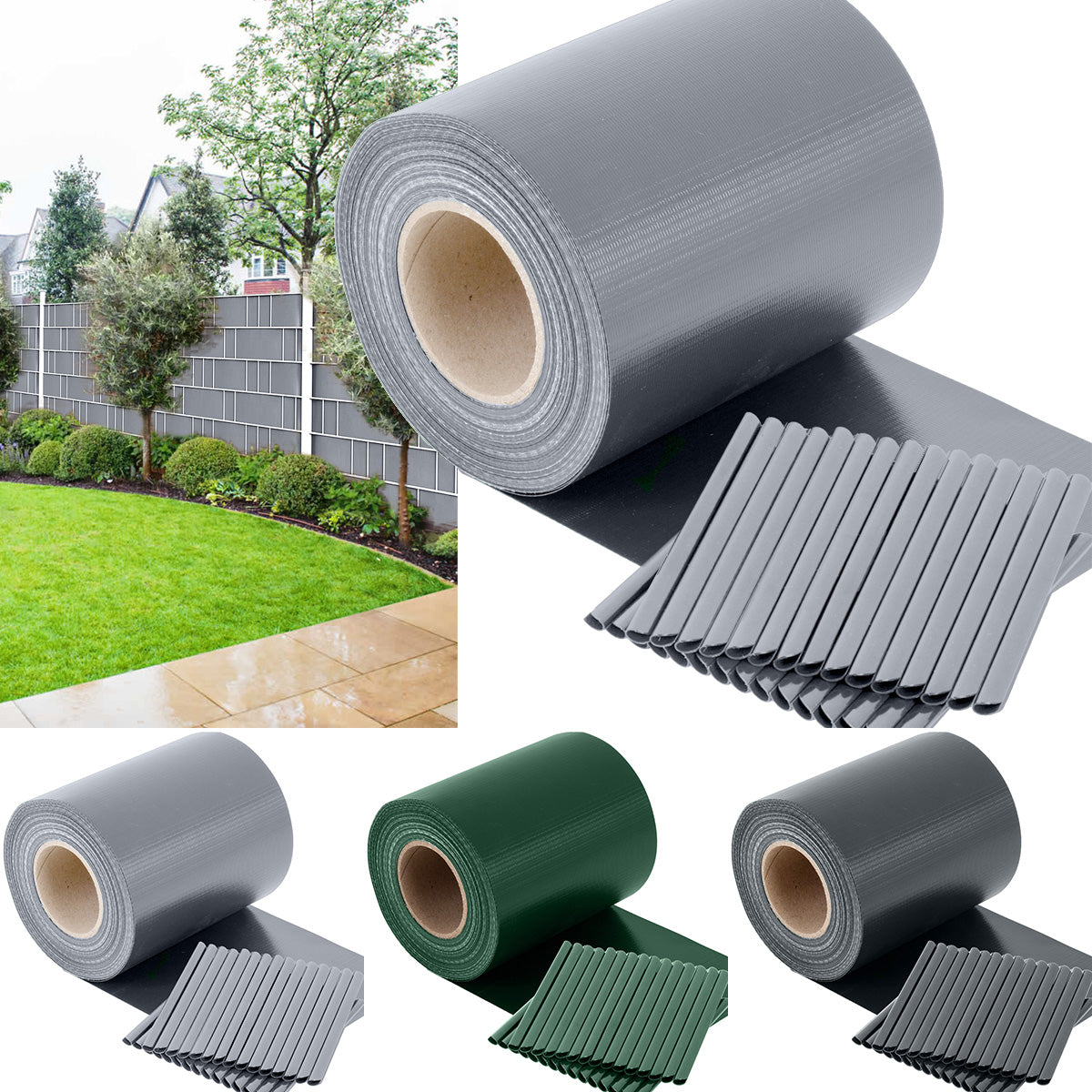 TOSANEO PVC Sichtschutzstreifen Doppelstabmatten Zaun 35m x 19cm Grau