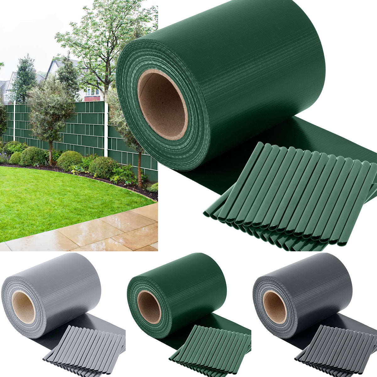 TOSANEO PVC Sichtschutzstreifen Doppelstabmatten Zaun 35m x 19cm Grün