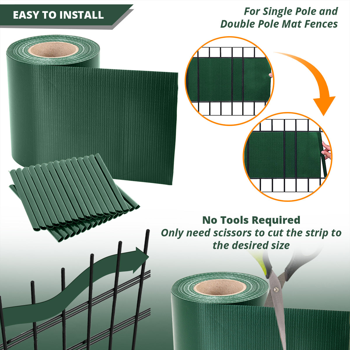 TOSANEO PVC Sichtschutzstreifen Doppelstabmatten Zaun 35m x 19cm Grün