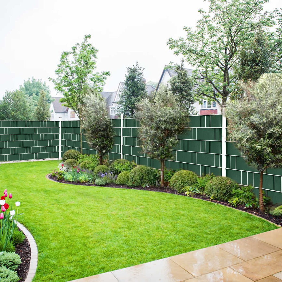 TOSANEO PVC Sichtschutzstreifen Doppelstabmatten Zaun 35m x 19cm Grün