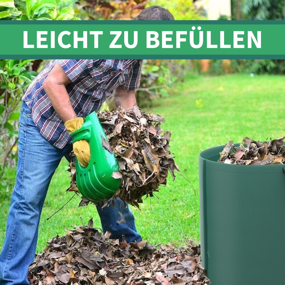 TOSANEO Gartenabfallsack 4er Set 272 Liter Grün