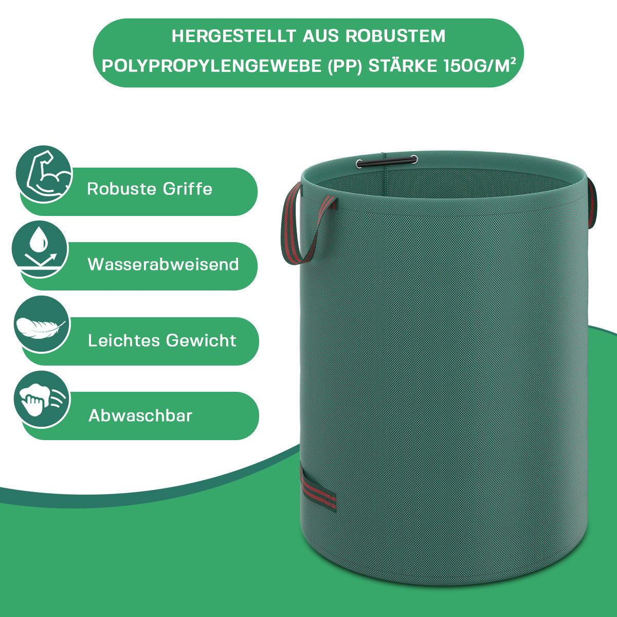 TOSANEO Gartenabfallsack 2er Set 500 Liter Grün