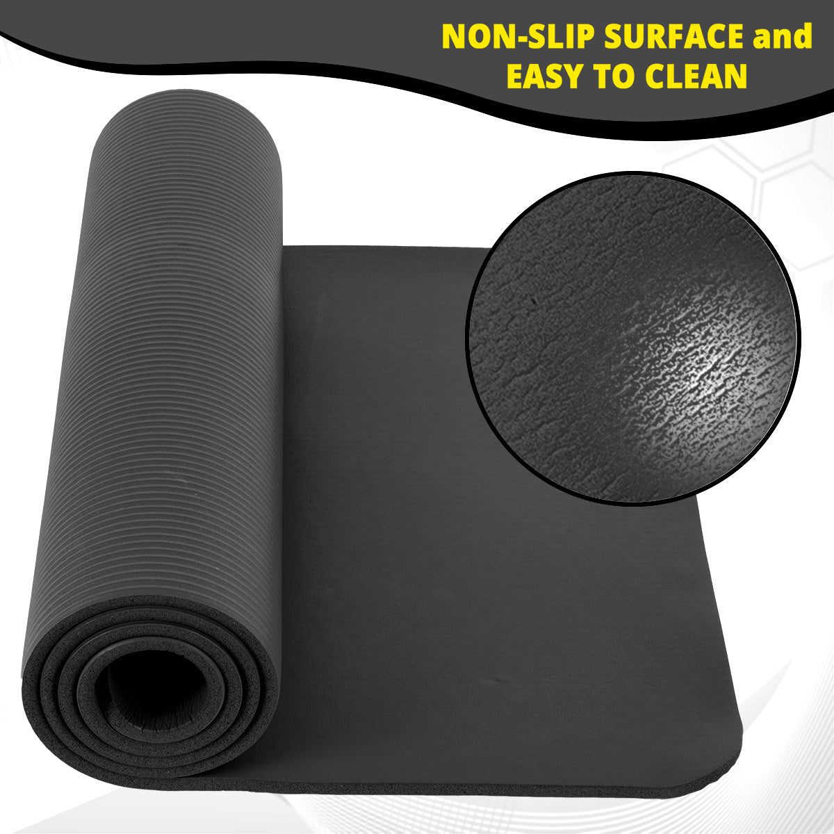 TOSANEO NBR Fitness Yogamatte mit Tragegurt 183cm x 61cm Schwarz