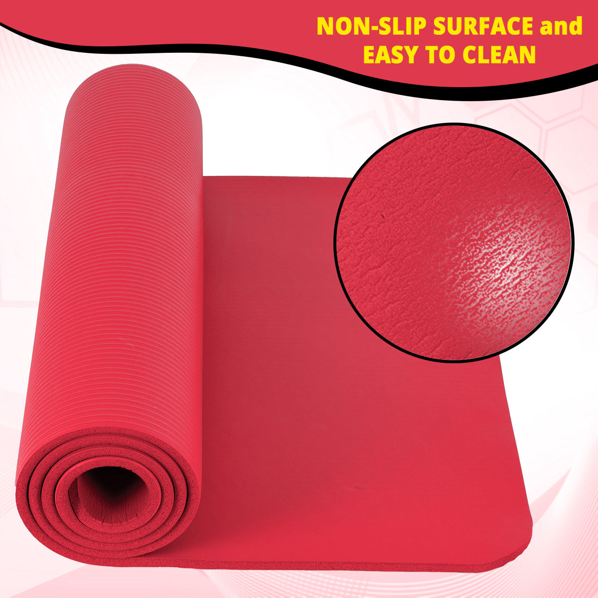 TOSANEO NBR Fitness Yogamatte mit Tragegurt 183cm x 61cm Rot